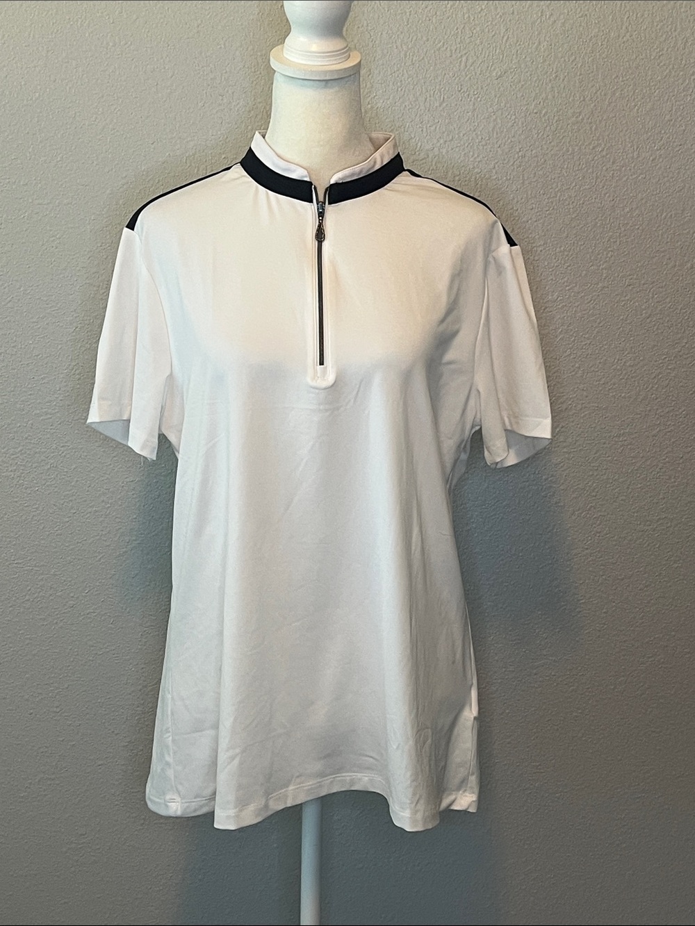 Greg Norman Golf Shirt White/Black Size Large